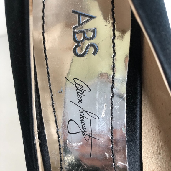 ABS Atlas Black Satin Platform Silver Heels - 8.5 - Picture 5 of 8